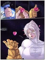 big_ass big_breasts closed_eyes conquest_(invincible) female_conquest genderswap_(mtf) heart huge_ass invincible invincible_(tv_series) mark_grayson masochist meme rule_63 stm_kll tagme white_hair