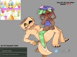 anthro bassie_(dandy's_world) dandy's_world dandys_world dinosaur dinosaur_girl flower_petals flowers lesbian_sex request scissoring shelly_(dandy's_world) yuri yuri