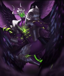 abs angel_wings argus_(mobile_legends) artist_signature digital_media_(artwork) fallen_angel male male_only masked_male mobile_legends muscles nart17154623