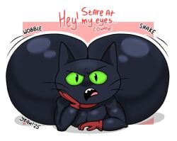 2025 anthro arm_support ass big_butt black_body black_fur cartoon_network clothing domestic_cat english_description english_text exclamation_point felid feline felis front_view fur gloves green_eyes handwear hi_res huge_butt hyper hyper_butt lying male mammal mao_mao:_heroes_of_pure_heart objectdicks on_front open_mouth pink_background red_clothing red_gloves red_handwear red_scarf scarf sharp_teeth sheriff_mao_mao_mao simple_background solo talking_to_viewer teeth text whiskers
