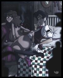 alastor_(hazbin_hotel) cartoon cum hazbin_hotel jenni_(hazbin_hotel) large_ass large_breasts oc ocxcannon sqwdink