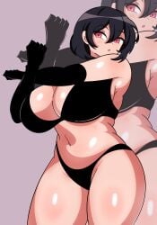 1girls big_breasts big_breasts black_eyes black_hair breasts breasts breasts female female_only hourglass_figure huge_breasts kunio-kun large_breasts looking_at_viewer maymayuumi misako_(kunio-kun) river_city_girls simple_background sports_bra sportswear stretching tagme venus_body wrestling_outfit