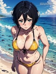 ai_generated attack_on_titan big_breasts bikini black_hair female karmino mikasa_ackerman shingeki_no_kyojin voluptuous voluptuous_female