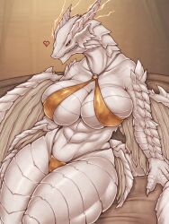 2_horns 340m/sec 4_fingers 4_wings abs ancient_dragon_lansseax anthro big_breasts bikini breasts bulging_breasts claws cleavage cleavage_overflow clothed clothing curvy_figure digital_media_(artwork) dragon elden_ring female fingers fromsoftware half-closed_eyes heart hi_res horn huge_breasts looking_at_viewer multi_wing muscular muscular_thighs narrowed_eyes navel panties pupils scales scalie serratus sharp_teeth side-tie_bikini side-tie_clothing side-tie_swimwear skimpy slit_pupils smile smirk solo spikes spikes_(anatomy) string_bikini swimwear tail teeth thick_thighs underwear white_body white_scales wide_hips wings yellow_eyes