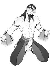 1boy abs avatar_legends avatar_the_last_airbender balls ballsack black_and_white boner dark_hair erection facial_hair fire_nation foreskin foreskin_folds fully_retracted_foreskin goatee human intact long_goatee long_hair_male male male_nipples male_only male_pubic_hair manly mature_male monochrome muscles muscular muscular_male on_knees ozai pants_only pecs penis penis_out ripped_clothing ripped_pants schizoid scrotum smooth_penis smooth_skinned_male solo sweat sweatdrops sweating testicles topless trapped uncircumcised uncut