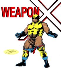 1boy alpha_male big_dick bruno_b gay hairy hairy_chest hairy_male homosexual male male_only marvel marvel_comics masculine muscles muscular muscular_male solo solo_male superhero superhero_costume wolverine_(x-men) x-men yaoi