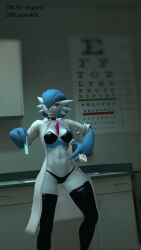 3d artist_name artist_request blue_body blue_hair buttplug cloth clothed clothing colored_skin diffusion40k doctor dr._voir dress female female_focus female_only gardevoir glasses humanoid looking_at_viewer medium_breasts panties plug_(sex_toy) png pokémon_(species) pokemon pokemon_(species) pov pov_eye_contact red_eyes sfm shiny_pokemon shiny_skin short_hair source_filmmaker stockings