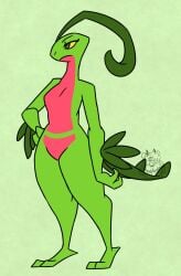 big_breasts breasts female grovyle nerdyreindeer thick_thighs wide_hips