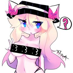 1girls ? artist_self-insert blush breasts cat_ears censor_bar roblox roblox_avatar roxa_(roxapox) roxapox suggestive tagme