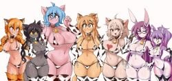 7girls big_breasts breasts cachi_(lucyfercomic) cleavage cow_print felis_(lucyfercomic) female female_focus female_only goya_(lucyfercomic) hiel_(lucyfercomic) huge_breasts kat_(lucyfercomic) lucyfercomic multiple_girls original original_character original_characters thick_thighs thighs tuka_(lucyfercomic) uma_(lucyfercomic) wide_hips