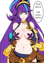 female irelia_xan league_of_legends league_of_legends:_wild_rift nipple_tape soul_fighter_irelia soul_fighter_series text