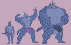 absurd_res anthro barazoku big_muscles big_pecs bodily_fluids bulge caazerenam felid feline genital_fluids growth hi_res huge_muscles hyper hyper_muscle_growth hyper_muscles macro male mammal mu_serval muscle_growth muscular muscular_male pecs precum serval solo