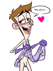 aged_up fanboy_(character) fanboy_and_chum_chum flaccid floating_heart hyper_eyes lingerie male nickelodeon nicktoon purple_gloves solo toony