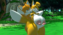 1boy 1futa 3d anal anal_sex anthro big_ass big_breasts big_butt canine canis cum cum_in_ass cumshot fox futanari genderswap_(mtf) junkron male mammal mti_crossgender selfcest shortstack small_balls small_penis sonic_(series) sonic_the_hedgehog_(series) tails