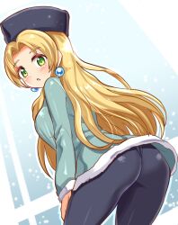 1girls ass blonde_hair blush cougar1404 kalinka_cossack mega_man mega_man(classic) pantyhose