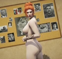 grand_theft_auto grand_theft_auto_online grand_theft_auto_v jenny_hall naked_female nopixel red_hair showing_ass tattooed_arm