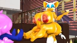 3d amy_rose balls blueapple cowgirl_position drink_in_hand erection facesitting gigantic_breasts gigantic_nipples looking_at_viewer on_couch rouge_the_bat sonic_(series) sonic_the_hedgehog tails