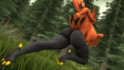 16:9 2023 3d_(artwork) anthro ass avian_feet baek-myo big_breasts black_body black_eyes black_skin breasts digital_media_(artwork) female fist forest galarian_form galarian_thunder galarian_zapdos genitals grass hi_res legendary_pokemon nintendo nude orange_body orange_skin plant pokemon pokemon_(species) pokemorph pussy regional_form_(pokemon) running side_boob solo source_filmmaker thunder_(pokemon) tree widescreen yellow_sclera