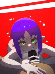 :>= blowjob blush bombchu_lady booxhy censored dark-skinned_male elf_ears elf_female female goron goron_link green_eyes hearts_around_head hylian hylian_ears light-skinned_female majora's_mask naked naked_female nintendo purple_hair steam steamy_penis the_legend_of_zelda the_legend_of_zelda:_majora's_mask