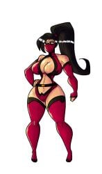 big_breasts black_hair curvy_figure elbow_gloves female_fighter mileena mortal_kombat pressingsomebuttons thick_thighs wide_hips