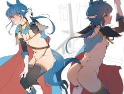 1boy adjusting_hair animal_ears areolae areolae_slip arms_up ass back bare_back bare_midriff bare_thighs belt bending_over bent_over big_ass bikini blue_eyes blue_hair breasts bulge byebyefrog cape femboy fire_emblem fire_emblem:_genealogy_of_the_holy_war gloves gold_bikini headband horse_boy long_hair looking_at_viewer looking_back male male_only micro_bikini midriff monster_boy naked_cape nintendo penis perky_breasts ponytail revealing_clothes seliph_(fire_emblem) small_breasts small_penis solo tail thighhighs thighs yellow_bikini