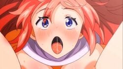 1girls animated big_breasts blue_eyes blush breasts female isekai_kita_no_de_sukebe_skill_de_zenryoku_ouka_shiyou_to_omou_the_animation legs_spread red_hair sex shion_(animation_studio) sweat sweating tears tears_of_pleasure tongue tongue_out