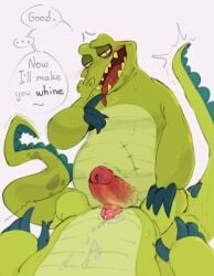 before_sex blush cranky cranky_(where's_my_water?) cum cum_on_belly disney imminent_sex kogito male/male male_only narrowed_eyes penis_size_difference reptile scalie shaking sharp_teeth simple_background size_difference swampy_(where's_my_water) sweat tail text tongue tongue_out where's_my_water