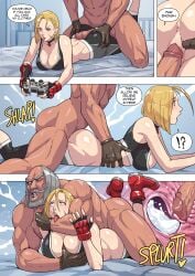 1boy 1girls absurd_res ahe_gao alternate_breast_size anus arm_around_neck ass beard blonde_hair blue_eyes breasts buttjob cammy_white cirenk cleavage comic cum cum_in_pussy cum_in_uterus cum_inside english_text facial hi_res jp_(street_fighter) large_breasts male_pubic_hair muscular muscular_male mustache navel nude nude_male penis playing_videogame pubic_hair pussy sex speech_bubble straight street_fighter street_fighter_6 vaginal_penetration white_female white_hair x-ray