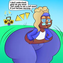 ass_bigger_than_head big_ass big_thighs clothed erma_shepherd female female_only gold_boombox_(prevence) hyper_ass hyper_thighs iceberg_body_shape nintendo no_breasts pikmin pikmin_(species) pikmin_4 purple_pikmin teaset_haliley