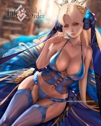 art astraea_(fate) blonde_hair fanart fate/grand_order garter_straps illasvyel lingerie luviagelita_edelfelt stockings