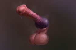 absurd_res amber_(hellriderer) balls big_balls big_penis bodily_fluids dragon equid equine flared_penis genital_fluids genitals hi_res knot mammal musk penis precum scalie shmallow simple_background skin_folds sweat vein veiny_penis