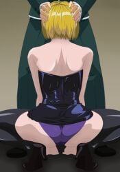 1boy bible_black blonde_hair blowjob female kitami_reika milf partial_male short_hair witch