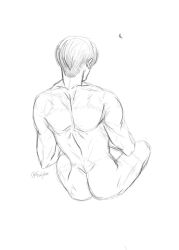 1boy ass attack_on_titan back_view completely_nude funjidae levi_ackerman male male_ass male_only nude nude_male shingeki_no_kyojin solo