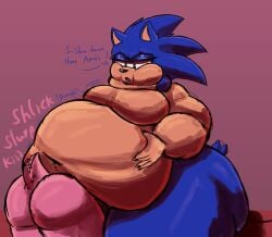 amy_rose ass big_ass dialogue fat female implied_fellatio large_ass licking male obese overhang overweight overweight_male sonic_(series) sonic_the_hedgehog tascom