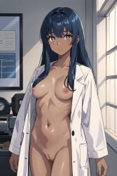 ai_generated blue_eyes blue_hair breasts dark-skinned_female dark_skin lololowka medium_breasts perfect_world raya_aber_(perfect_world)