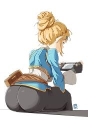 1girls ass ass_focus automatic_giraffe big_ass big_butt black_gloves blonde blonde_female blonde_hair breath_of_the_wild bubble_ass bubble_butt clothing dat_ass electronics fat_ass female female_focus female_only fingerless_gloves game_console gloves hair_bun hairbun handheld_game_console hi_res high_resolution highres humanoid hylian large_ass leggings light_skin light_skinned_female long_ears nintendo nintendo_switch pale_skin pawg playing_games playing_videogame pointy_ears princess princess_zelda round_ass royalty short_hair sidelocks simple_background sitting sitting_down solo solo_female solo_focus tagme tears_of_the_kingdom the_legend_of_zelda thick_ass tied_hair tight_pants video_games white_background zelda_(tears_of_the_kingdom)