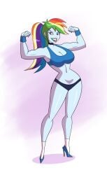 1girls 2d 2d_(artwork) annon ass big_breasts blue_body blue_skin breasts clothed clothed_female equestria_girls female female_only friendship_is_magic hasbro high_heels huge_ass huge_breasts long_hair midriff multicolored_hair muscular_female my_little_pony navel rainbow_dash_(eg) rainbow_dash_(mlp) rainbow_lipstick short_shorts shorts simple_background sitting smile solo sport straight_hair thick_lips thick_thighs topwear white_background wide_hips