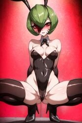 1girls 2:3 2:3_ratio absurd_res absurdres ai_generated anthro arms_behind_back black_legwear black_leotard black_thighhighs blush bunny_costume bunny_ears bunny_girl bunnysuit cleft_of_venus cosplay eyebrows_visible_through_hair gardevoir green_hair hd hi_res high_heels high_resolution highres hip_dips humanized humanoid hylian_r34 leotard mizugi playboy_bunny pokémon_(species) pokemon pokemon_(species) pussy_juice pussy_juice_drip pussy_visible_through_clothes pussy_visible_through_leotard pussy_visible_through_swimsuit red_eyes skindentation tagme thick_thighs thighhighs thin_waist unstable_diffusion white_skin wide_hips