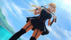 1girls 2d blonde_hair canon corset darkness_(konosuba) dominant_female dominatrix female female_only femdom flogger garter_straps holding_whip kono_subarashii_sekai_ni_shukufuku_wo! latex leather official_alternate_costume personality_change sadistic_girl thighhighs zipper