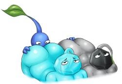 anal anal_fingering anthro ass ass_up big_butt blue_pikmin bodily_fluids butt_grab chubby_anthro chubby_male elemental_creature fingering flora_fauna group hand_on_butt hi_res ice_pikmin male male/male nintendo nood1e oral overweight overweight_anthro overweight_male pikmin pikmin_(species) plant rimming rock_pikmin sex slightly_chubby sweat trio wide_hips