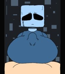 1boy 1female 1girls 1male beat_banger blue_skin just_shapes_and_beats paizuri sad_cube sadcube sadcube_(jsab) sexy_bun255 square_head tagme toriel_beat_banger