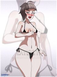 1female 1girls bikini black_bikini black_bra black_panties breasts female female_only layerth medium_breasts pale-skinned_female q-force solo_female stat_(q-force) thighs thighs_together trans_woman_(lore) white_body wide_hips