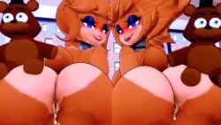 2girls anthro ass ass_focus bear_girl bent_over blush cally3d clazzey cryptiacurves curvy fazclaire's_nightclub five_nights_at_freddy's fnaf freddy_(fnaf) fredina's_nightclub fredina_(cally3d) frenni_(cryptia) frenni_fazclaire garry's_mod huge_ass looking_at_viewer looking_back multiple_girls plushie pussy pussy_juice scottgames screenshot screenshot_edit skyrimgamer17 smiling_at_viewer