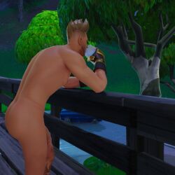 1boy aj_racer95 ass ass_focus drift_(fortnite) fortnite gay male male_only muscular muscular_male night penis solo