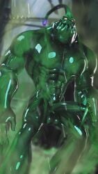 1boy 3d_(artwork) 9:16 balls big_balls big_muscles big_pecs big_penis digital_media_(artwork) erection genitals goo_creature goo_humanoid green_body hi_res humanoid league_of_legends male male_only muscular muscular_humanoid muscular_male nude pecs penis phukart riot_games sharp_teeth signature solo teeth translucent zac