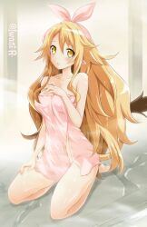 breasts cleavage disgaea disgaea_5 iwasi_r large_breasts liezerota nippon_ichi_software towel towel_only wet wet_body