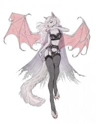 2020 albino anthro areola bat_wings biped bra breasts canid canine cape claws clothed clothing digitigrade fangs female fishnet fishnet_legwear fox frank-79 front_view garter_belt garter_straps genitals hair hi_res hybrid inner_ear_fluff legwear long_hair looking_at_viewer mammal membrane_(anatomy) membranous_wings mink monotone_body monotone_hair mustelid musteline nipples panties pussy simple_background skimpy solo spread_wings teeth toe_claws translucent translucent_bra translucent_clothing translucent_panties translucent_underwear true_musteline tuft underwear vampire white_background white_body white_hair wings