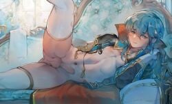 1boy :p anus bedroom_eyes blue_eyes blue_hair byebyefrog censored cock_ring come_hither couch femboy fire_emblem fire_emblem:_genealogy_of_the_holy_war flat_chest gloves headband indoors inviting inviting_to_sex licking_lips long_hair looking_at_viewer male male_only naked_thighhighs navel nintendo nipples nude nude_male on_couch on_side penis presenting seliph_(fire_emblem) seliph_(scion_of_light)_(fire_emblem) smile solo spread_legs thighhighs tongue tongue_out