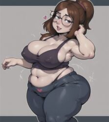 ai_generated ass cleavage curvaceous curvy domn family_guy glasses meg_griffin nipple_bulge tank_top tko-san tummy