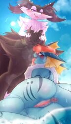 <3_eyes anthro anus ball_lick balls black_body black_fur blue_body blue_eyes blush bodily_fluids braixen duo ear_piercing ear_ring eeveelution female fermusieboir4 fur generation_1_pokemon generation_6_pokemon genital_fluids genitals heart hi_res knot licking male male/female nintendo oral penis penis_on_face piercing pokemon pokemon_(species) purple_eyes pussy pussy_juice ring_piercing sex tongue tongue_out vaporeon white_body white_fur